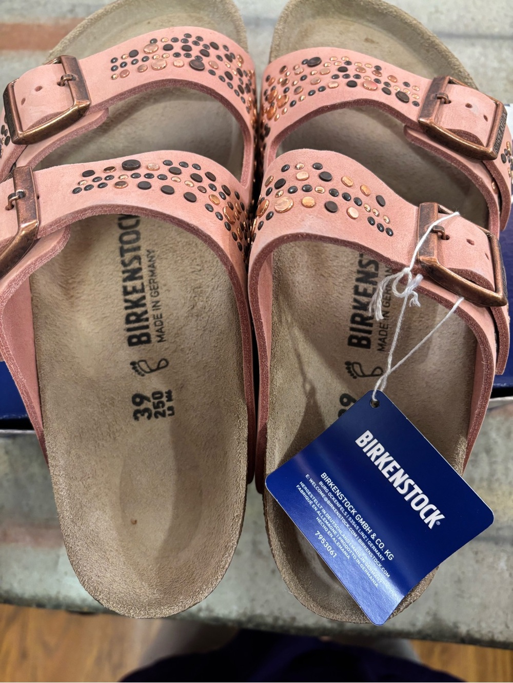 Birkenstock Women’s Pink Arizona Studded Two-Strap Sandal - Picture 3 of 5
